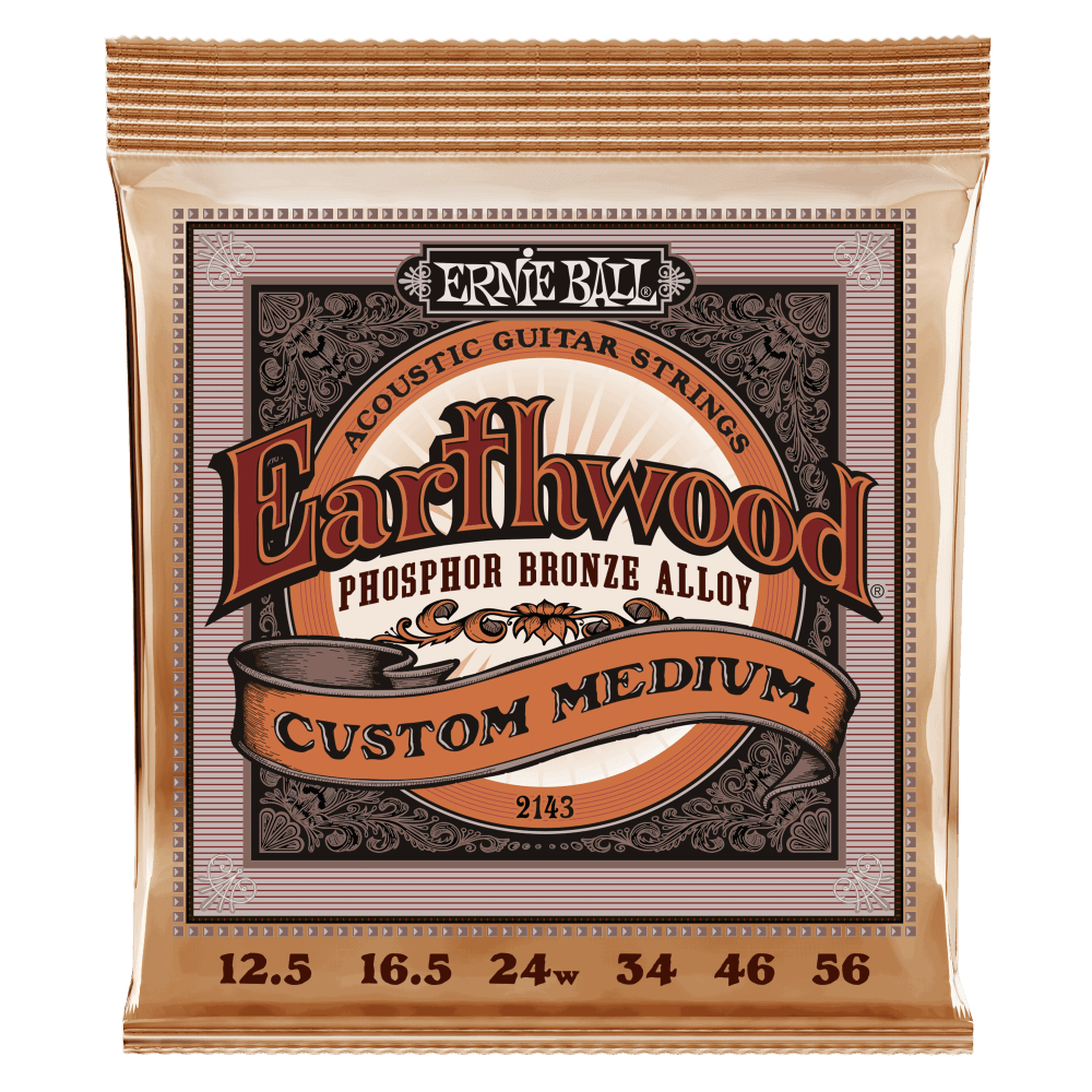 Custom Medium Earthwood Phosphor Bronze Acoustic Guitar Strings 12.5-56 Gauge