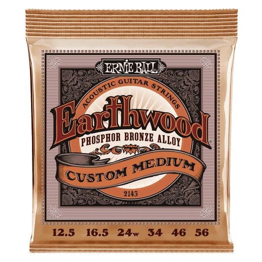 Custom Medium Earthwood Phosphor Bronze Acoustic Guitar Strings 12.5-56 Gauge