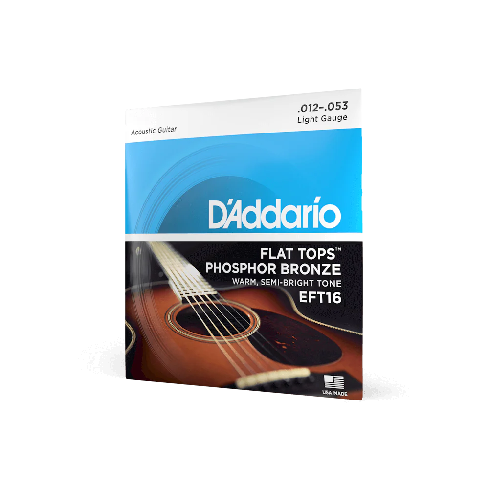 D'addario Phosphor Bronze Flat Tops 12-53 Regular Light Acoustic Guitar Strings FPM26
