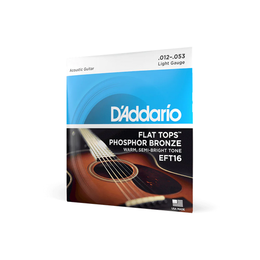 D'addario Phosphor Bronze Flat Tops 12-53 Regular Light Acoustic Guitar Strings FPM26
