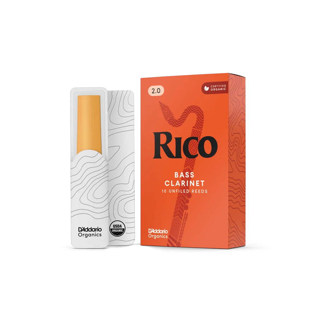Rico Organic Bass Clarinet Reeds, Strength 2.0, Pack of 10
