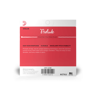 D'Addario Prelude Violin String Set, 4/4 Scale, Medium Tension J810 4/4M