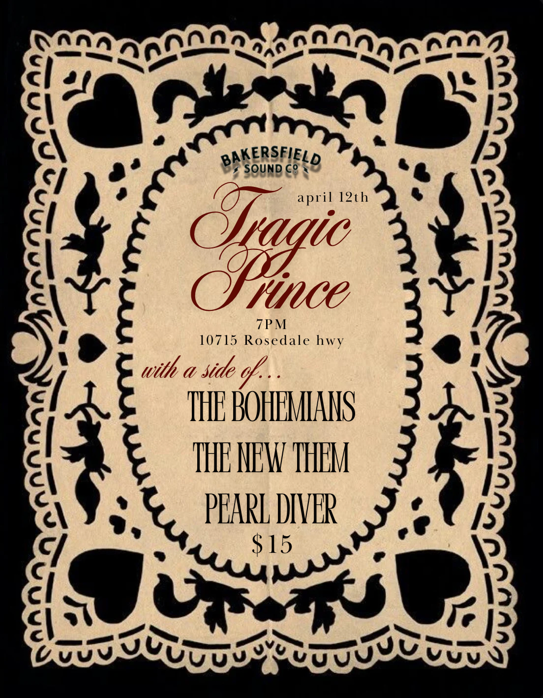 BSCo. Presents: Tragic Prince, Pearl Diver, The New Them, and The Bohemians April 12th