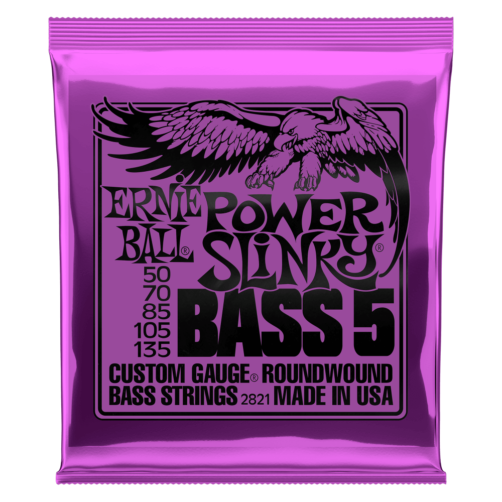 Power Slinky Nickel Wound 5-String Electric Bass Strings 50-135 Gauge