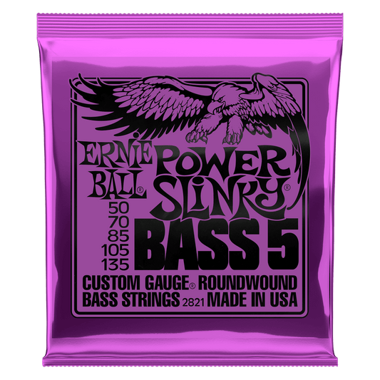 Power Slinky Nickel Wound 5-String Electric Bass Strings 50-135 Gauge