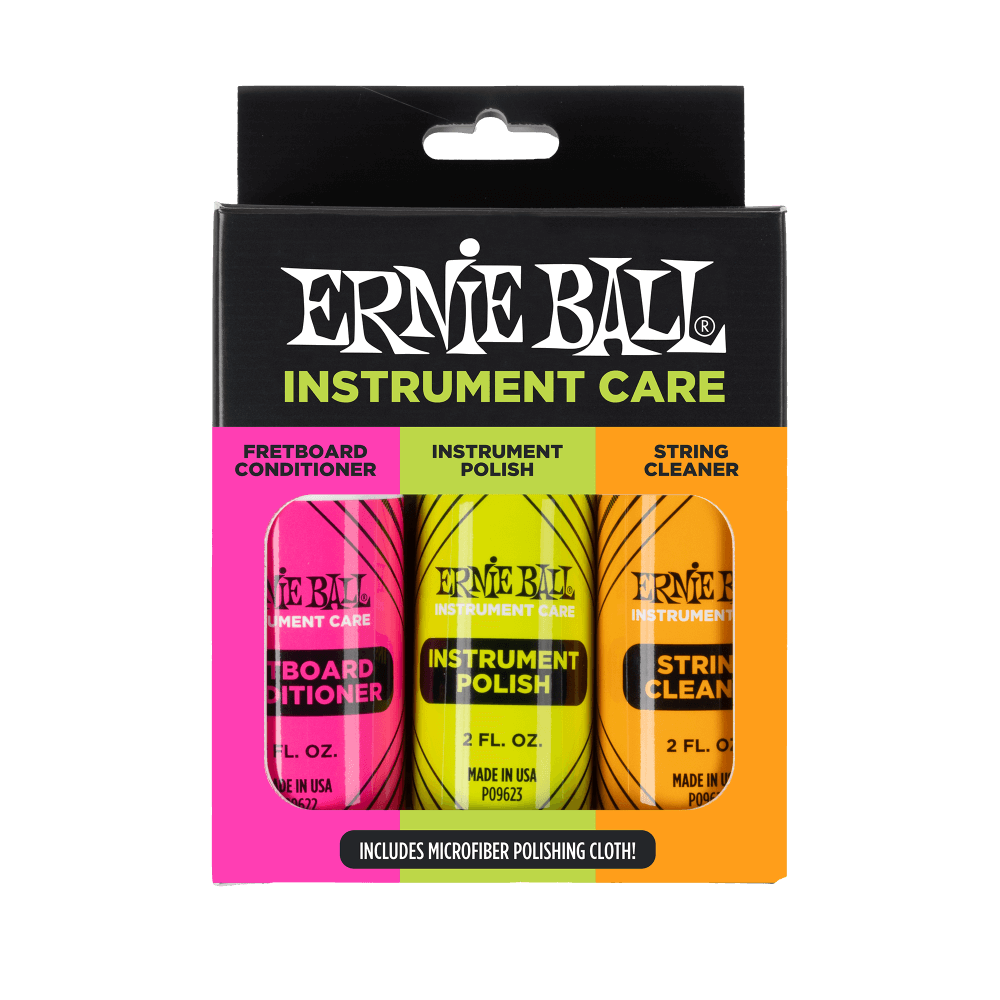 Ernie Ball Instrument Care 3-pack with Microfiber Polish Cloth