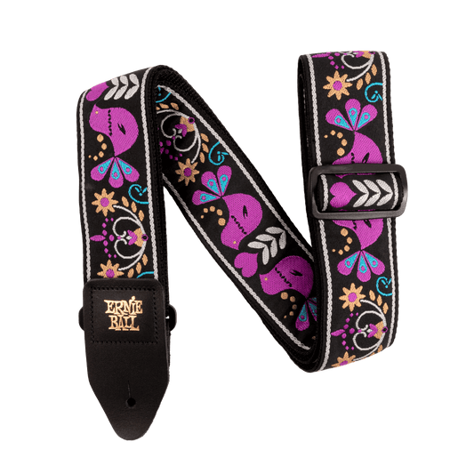 Ernie Ball Classic Jacquard Guitar Strap/Bass Strap - Purple Bird Lupin