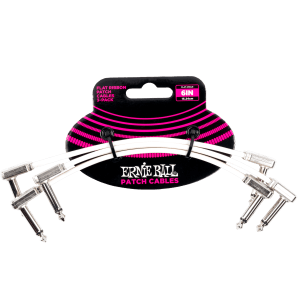 Ernie Ball Flat Ribbon Patch Cable 6in - White - 3 Pack FPM26