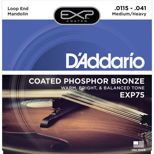 D'Addario EXP75 Coated Phosphor Bronze Loop End Mandolin Strings