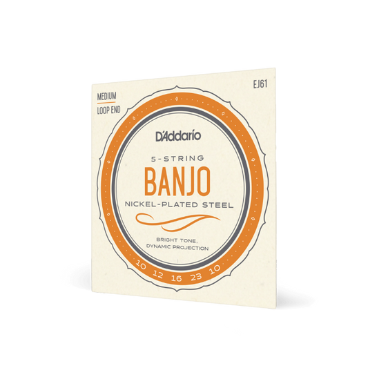 D'addario EJ61 5 String Banjo Phosphor Bronze Strings Medium Loop End