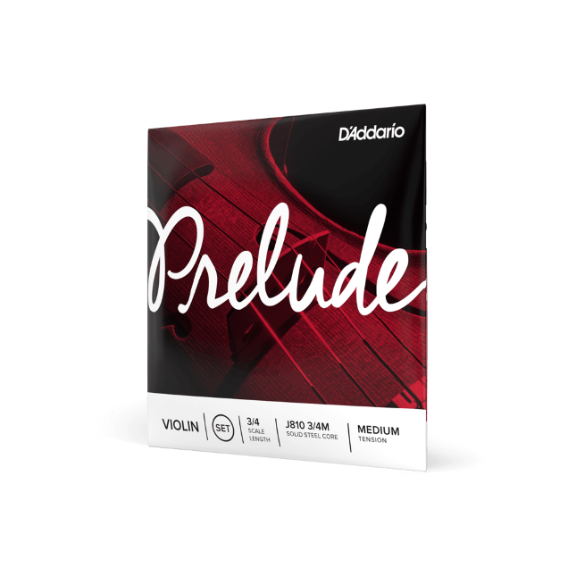 D'Addario Prelude Violin String Set, 3/4 Scale, Medium Tension J810 3/4M