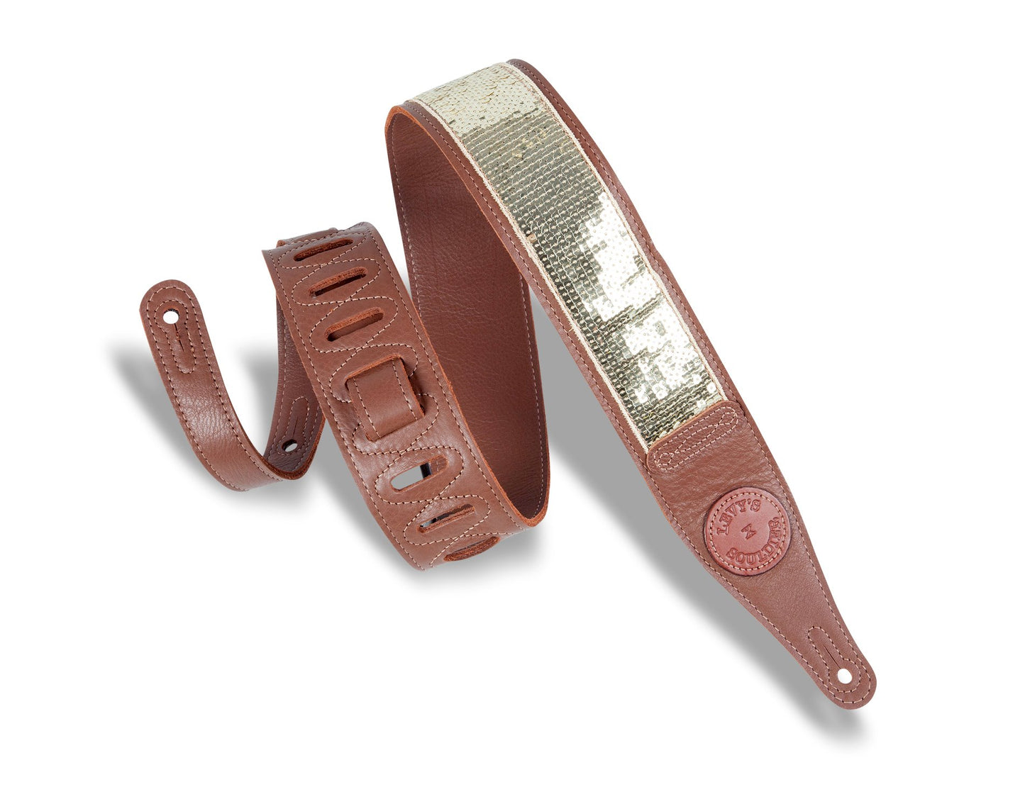 Levy's Garment Leather Guitar Strap - Gold Sequin FPM26