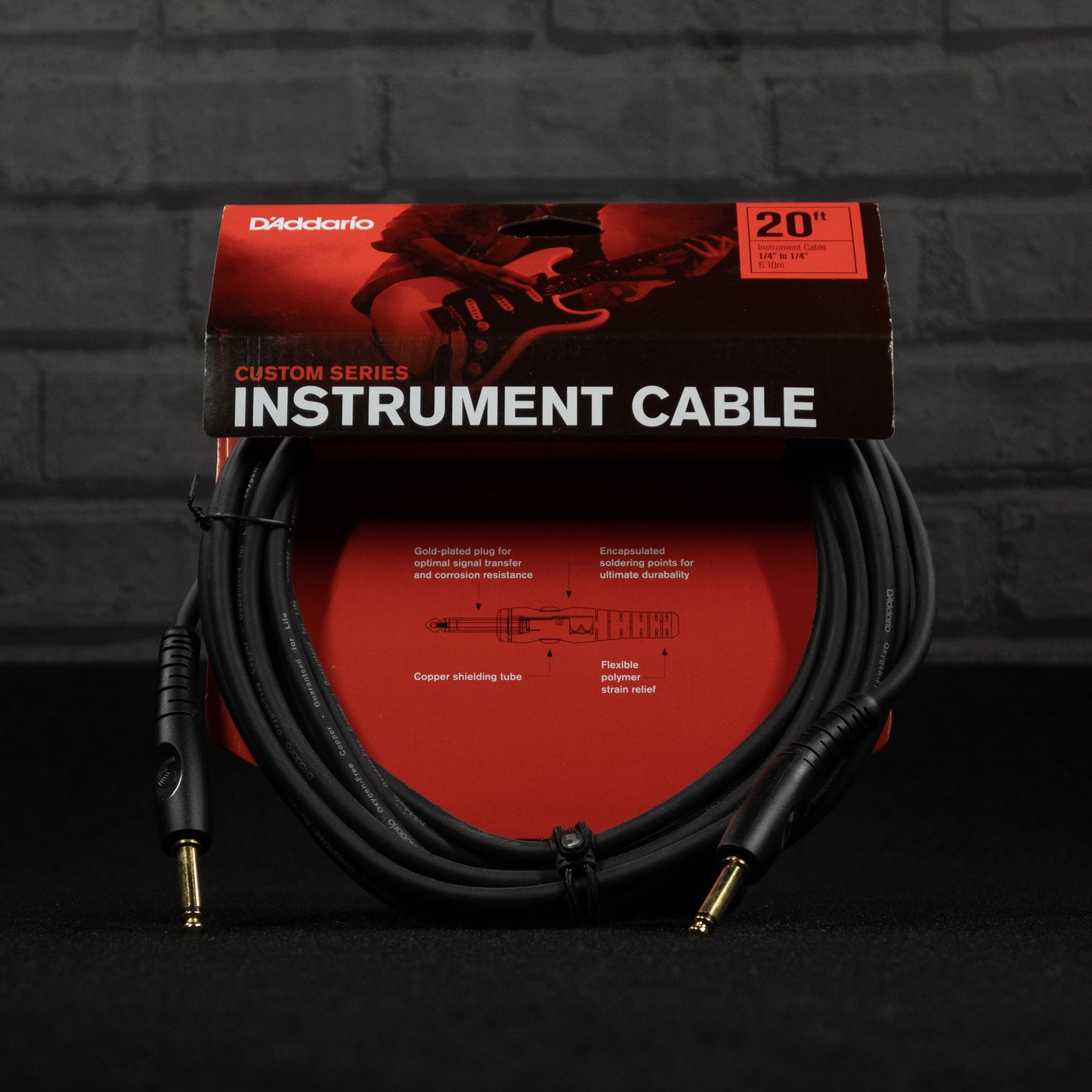 D'Addario Custom Series Instrument Cable 20 Feet PW G 20
