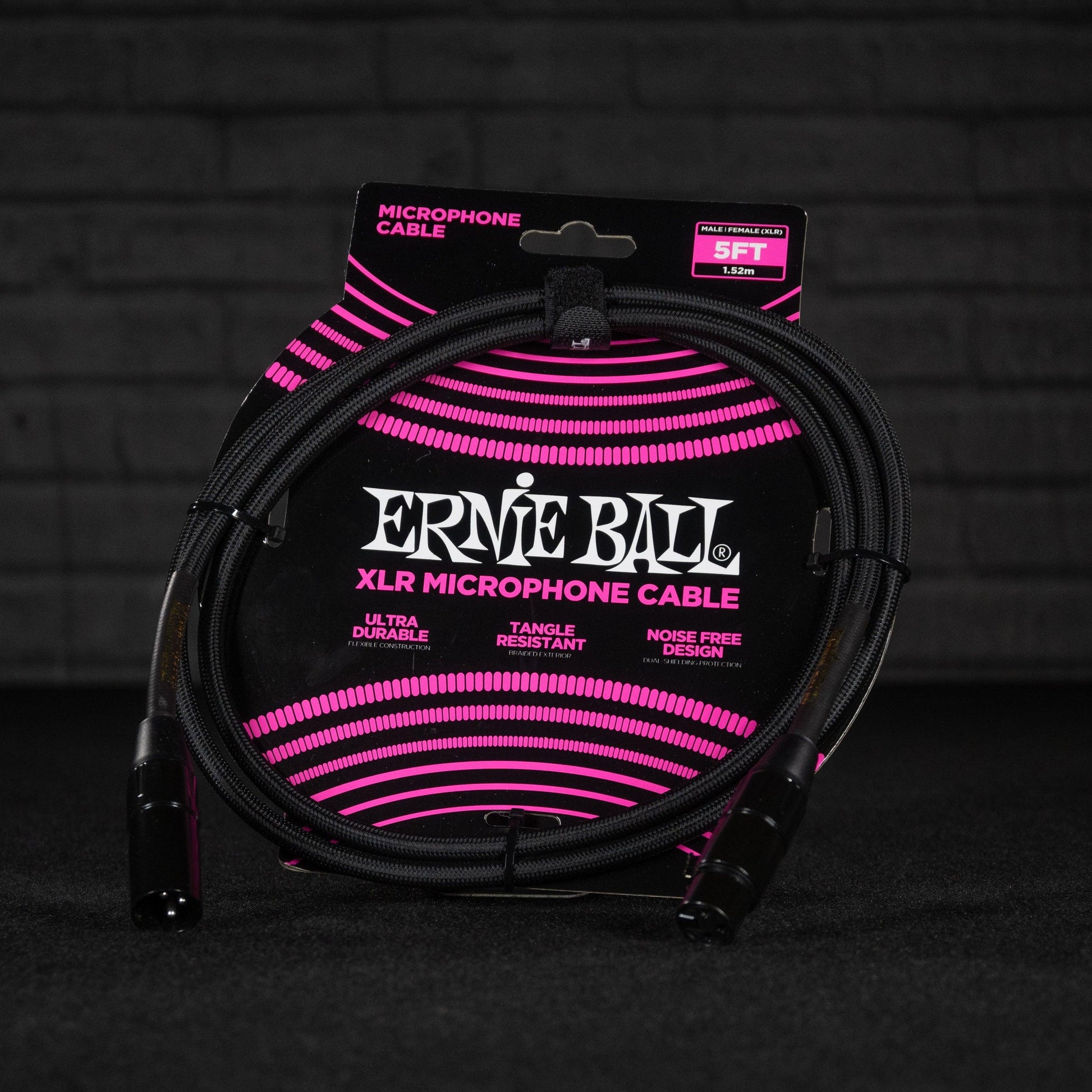 Ernie Ball 15 Foot Braided Male / Female XLR Microphone Cable (Black) - Impulse Music Co.