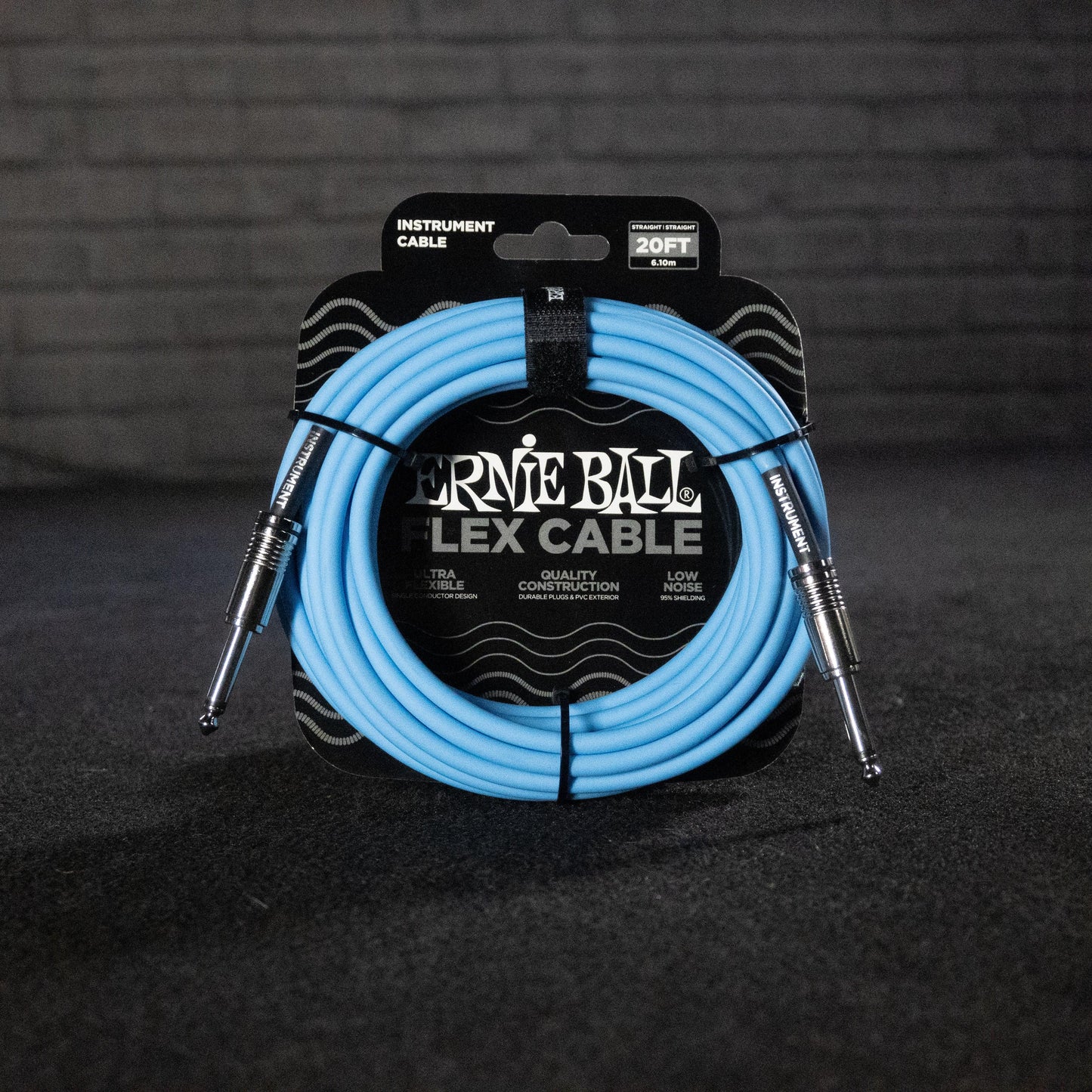 Ernie Ball Flex Instrument Cable Straight/Straight 20ft (Blue) - Impulse Music Co.